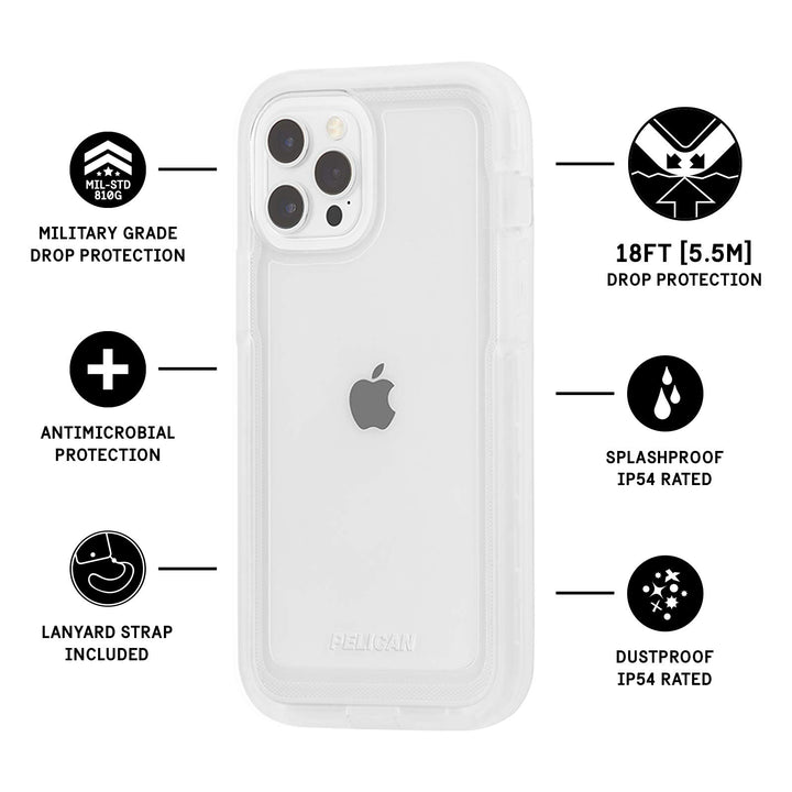 - MARINE ACTIVE Series - Case for iPhone 12 Pro Max (5G) - 18 ft Drop Protection - Lanyard Strap - 6.7 Inch - Clear