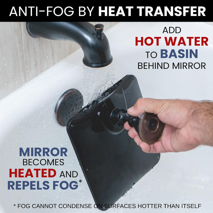Fogless Shower Mirror for Shaving with Upgraded Suction, Dual Anti Fog Design, Shatterproof Surface & 360° Swivel, 8 x 7