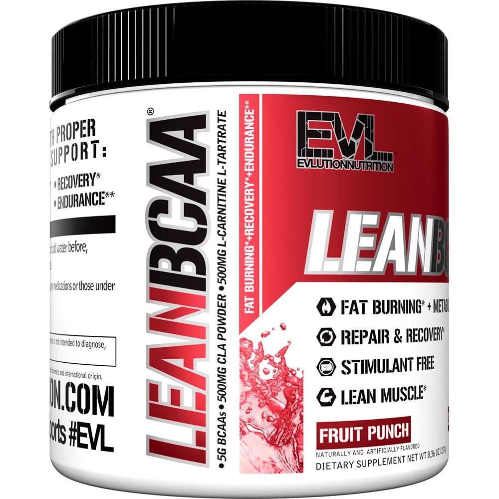 Stimulant Free Lean BCAA Powder Nutrition BCAAs Amino Acids Powder with CLA Carnitine and 2:1:1 Branched Chain Amino Acids Supports Muscle Recovery Fat Burn and Metabolism - Fruit Punch