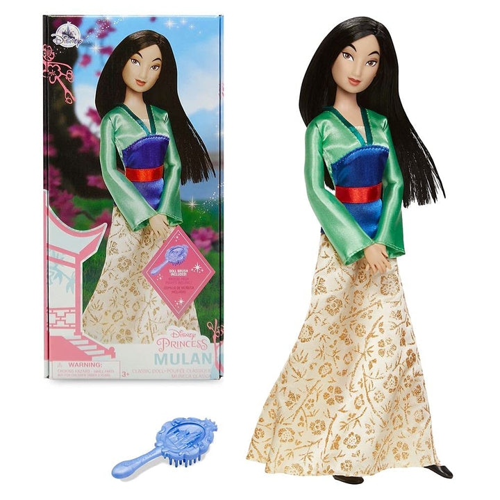 Store Official Princess Classic Doll (Mulan), 11 Inches, Includes Brush with Molded Details, Fully Posable Toy in Classic Outfit Princess Toys for Girls