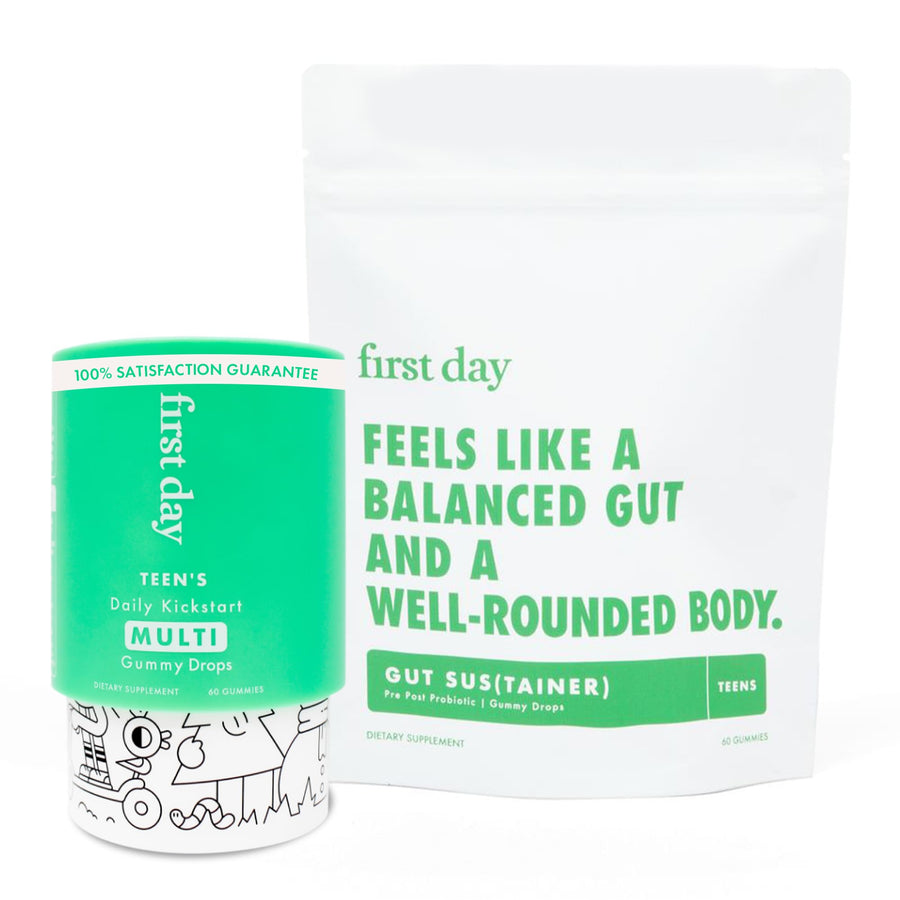 Teens Daily Multivitamin + Tribiotic Gummies – Vitamin A, D3, B6, B12, C, Pre+, Post+, Probiotics & More to Support Growth, Brain Function, Immunity, Digestion – Low Sugar – 30 Day Supply