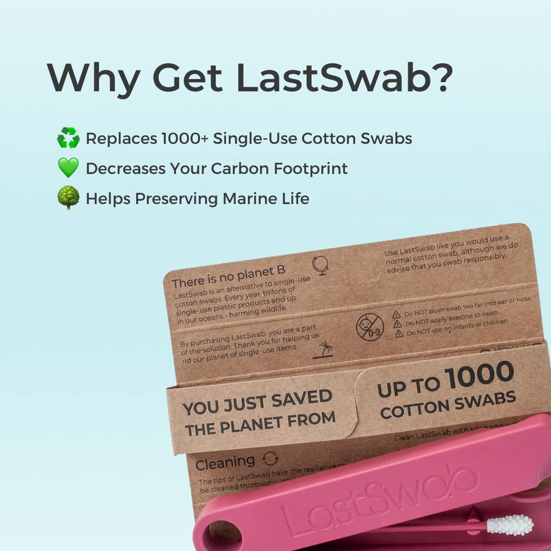 ® Reusable Cotton Safety Swabs for Baby Ear Cleaning - The Sustainable and Sanitary Alternative to Single-Use Q Tips - Easy to Clean and Zero Waste - Convenient Travel Case Holder
