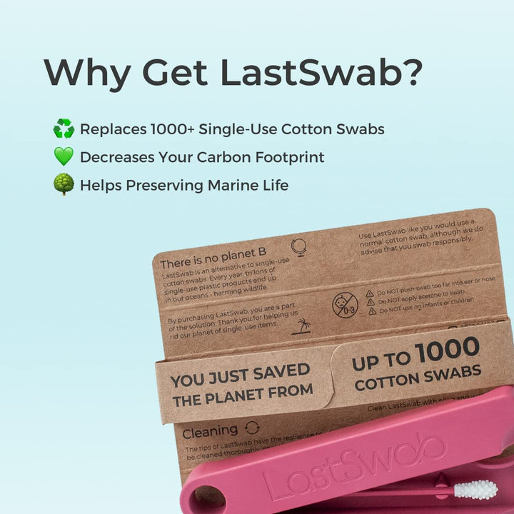 ® Reusable Cotton Safety Swabs for Baby Ear Cleaning - The Sustainable and Sanitary Alternative to Single-Use Q Tips - Easy to Clean and Zero Waste - Convenient Travel Case Holder