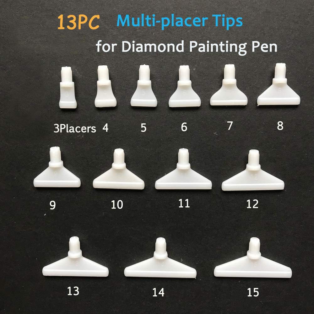 Diamond Painting Art Pen Tips Multi Placers Heads from 3 to 15 with 3 Angle Tip and 3 Correction Plate, Diamond Painting Art Drill Pen Clay Wax Glue for Diamond Painting Nail Art Set Tool Accessories
