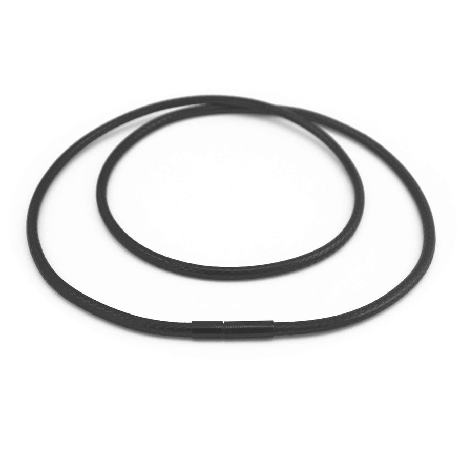 2mm Black Wax Wire Leather Cord Chain Stainless Steel Rice Clasps Necklace Rope Chain 16 TO 28 Inch (18 Inches)