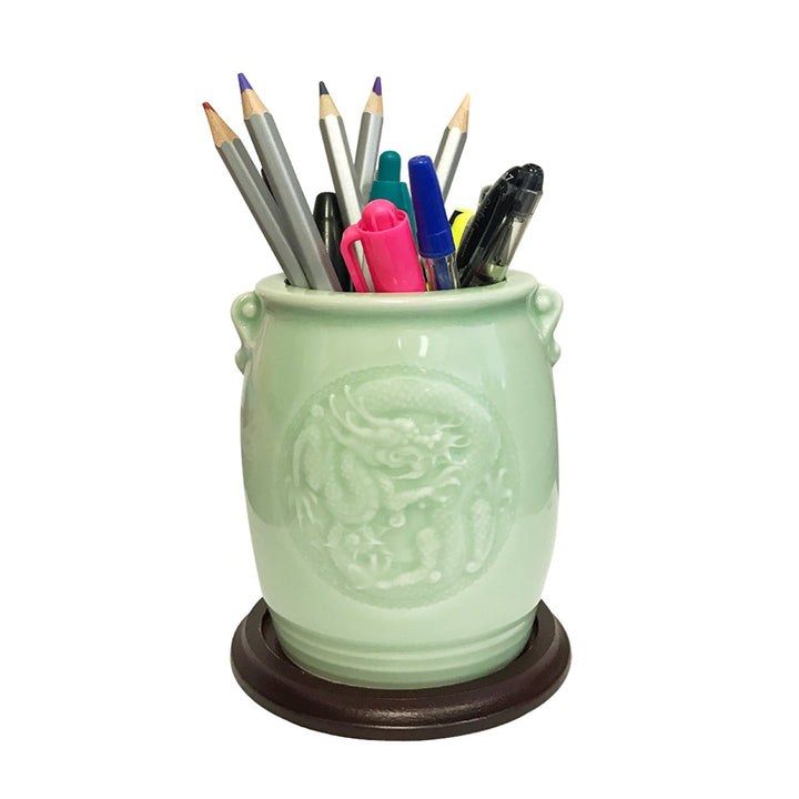 Gifts & Décor 4.5 Inch Chinese Dragon & Phoenix Ceramic Vase