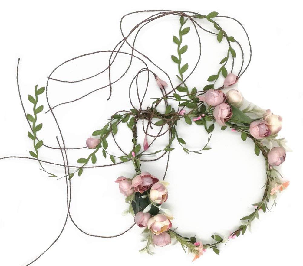 Adjustable Bridal Flower Garland Headband Flower Crown Hair Wreath Halo F-83 (A)