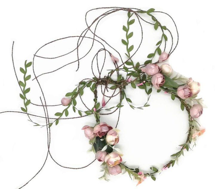 Adjustable Bridal Flower Garland Headband Flower Crown Hair Wreath Halo F-83 (A)