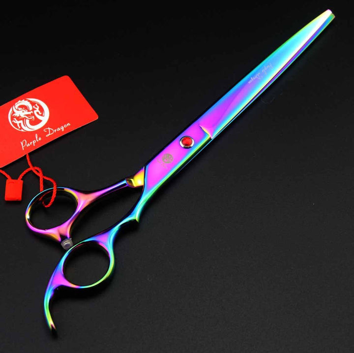 8 inch 3 in 1 Professional Pet Grooming Thinning Scissors - Upward Curved Shears and Dog Hair Cutting Scissor - Perfect for Pet Groomer or Family DIY Use (Rainbow)