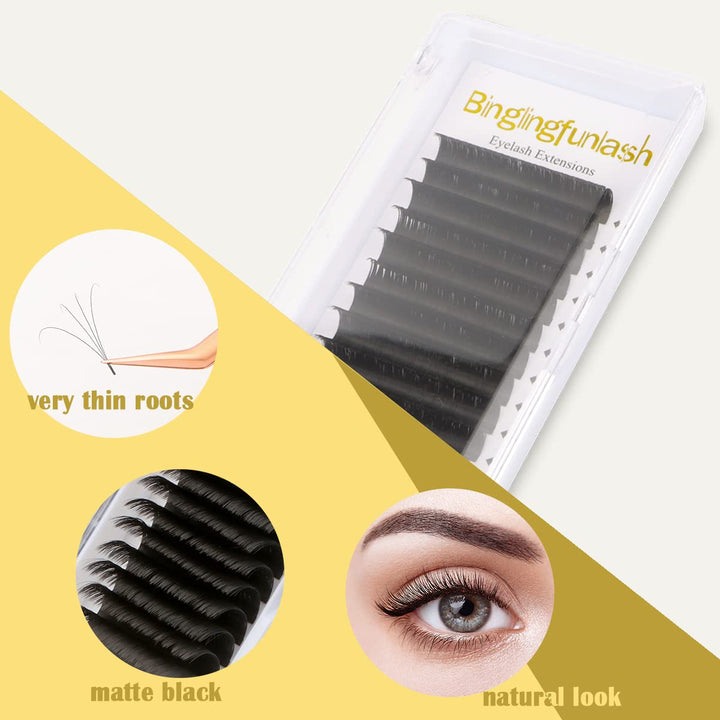 Volume Eyelash Extensions Easy fan Lashes D Curl 0.05mm Rapid Self Blooming Mix 8-14mm Length