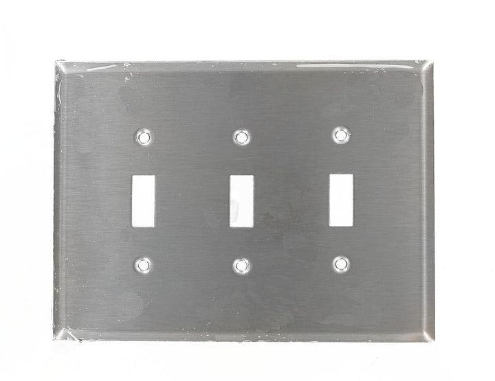 84111-40 3-Gang Toggle Device Switch Wallplate, Oversized, 302 Stainless Steel, Device Mount, Stainless Steel