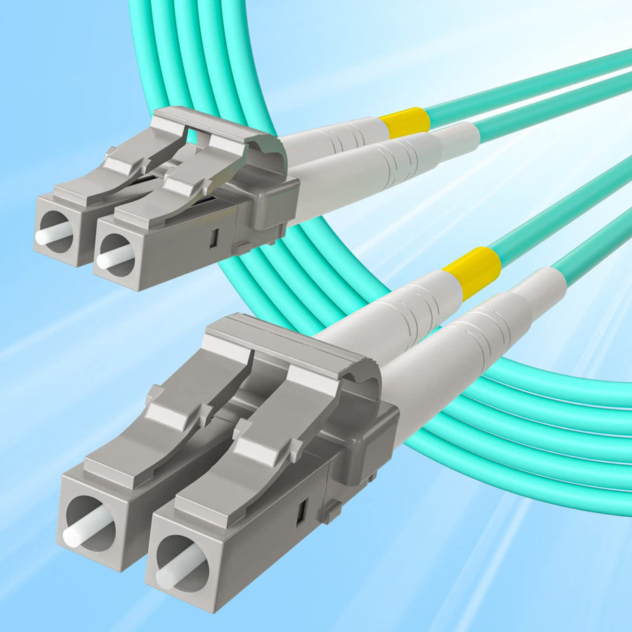 Fiber Patch Cable - LC to LC OM3 10Gb/Gigabit Multi-Mode Jumper Duplex 50/125µm LSZH Fiber Optic Cord for SFP Transceiver, Aqua, 5-Meter(16.4ft), 4-Pack