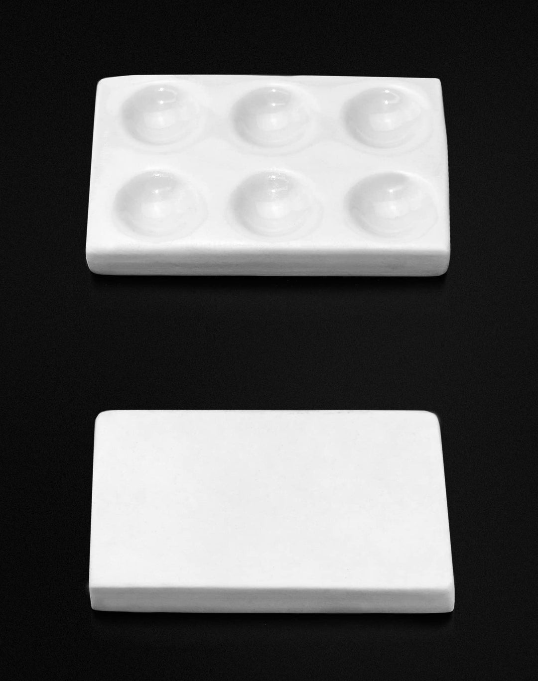Porcelain Spot Plate with 6 Depressions - for Laboratory Experiments and Chemical Testing, 4 Pack