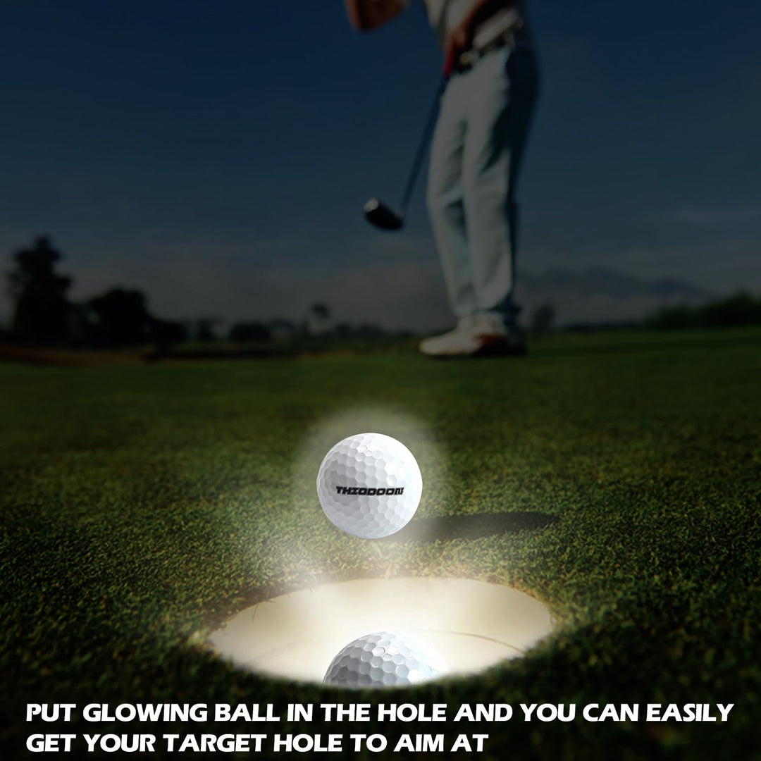 Glow in The Dark Golf Ball Upgarded Timer Resettable for Night Sports Super Bright LED Glowing Golf Balls Long Lasting Light up Golf Ball (6 Pack)
