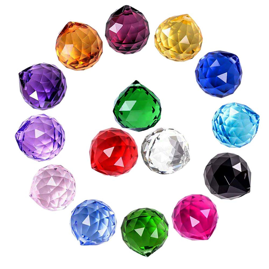 30mm/1.18 15 Pack Crystal Ball Prism Sun Shine Catcher Rainbow Pendants Maker, Hanging Crystals Prisms for Windows, for Feng Shui (Multicolor)