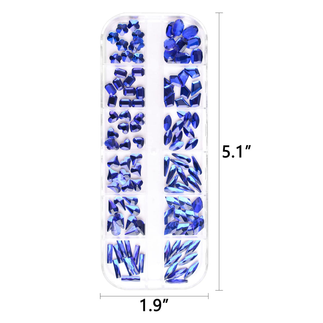 2 Box Flat Back Blue Rhinestones For Nails Multi Shapes Big Nail Crystals Diamonds For Nails Nail Rhinestones 3d Nail Charms Stones For Nails Nail Art Rhinestones Sapphire Nail Gems Nail Art