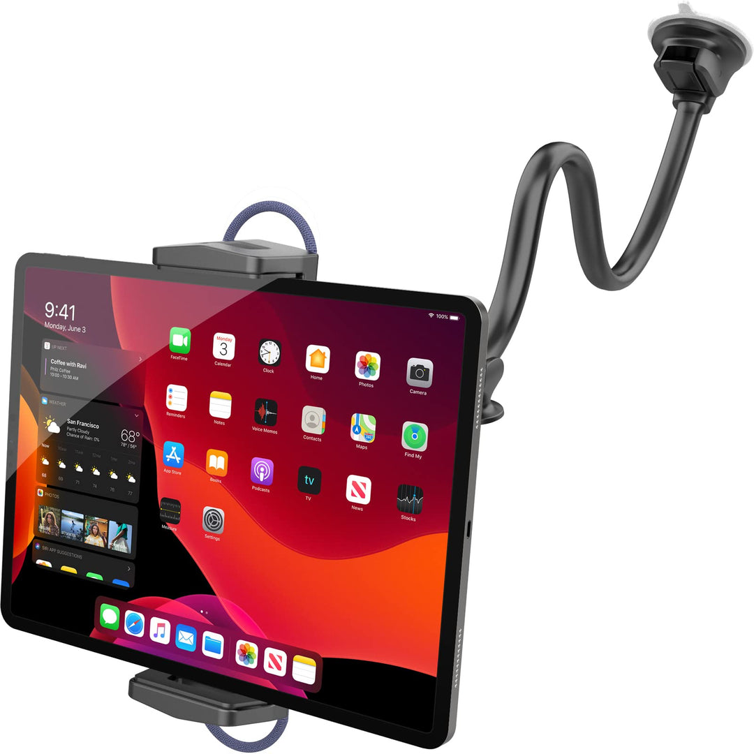 Upgraded Tablet Car Mount for iPad Truck Holder Long Arm Extension Strong Suction Cup Windshield Mount for 7-13 Inch Tablet iPad Pro Air Mini