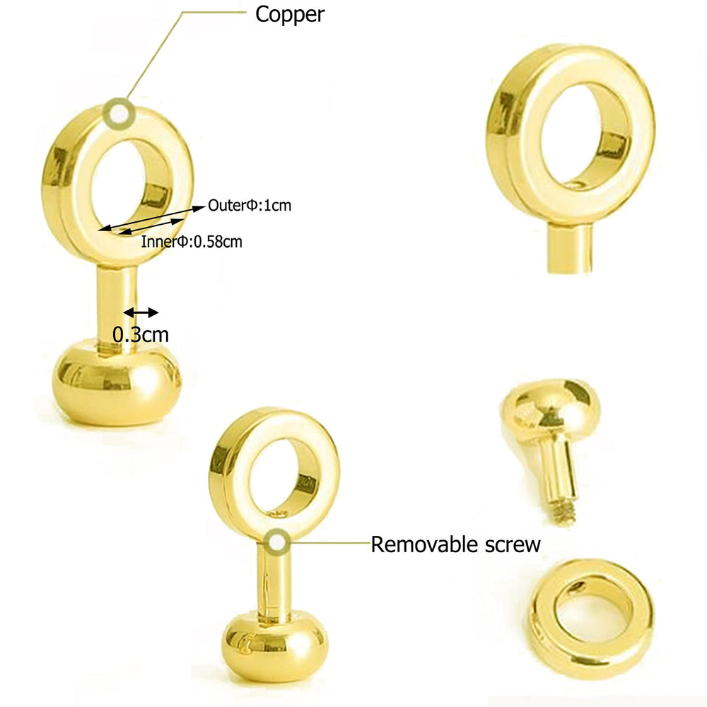 2Pcs Brass Ball Studs Rivets O/D Ring for Leather Crossbody Purse Craft,Small