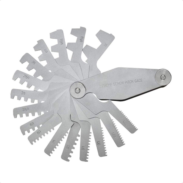 29 Degree Acme Screw Pitch Gauge Stainless Steel Thread Pitch Measuring Tool Set T-Thread Cutting Gage 16pcs