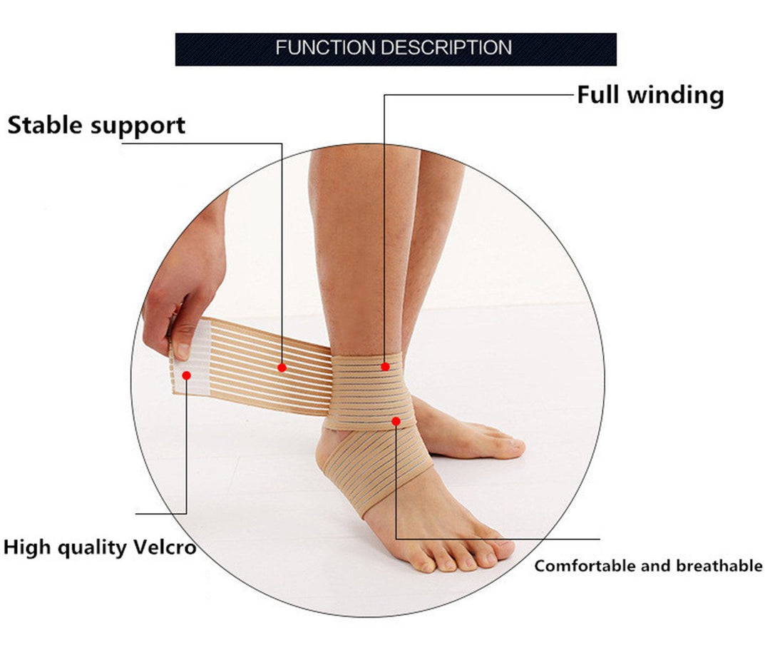 Beige: Vieel 1 Pair Ankle Brace - Elastic Breathable Wrap Compression Knee Elbow Wrist Ankle Hand Support Wrap Sports Bandage Strap With Loop Fastening Strap (Beige)