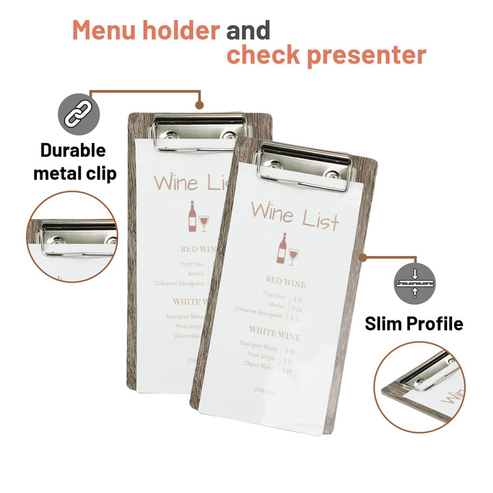 10-Pack Wood Check Presenters for Restaurants, Server Book, Menu Holder for Cafes, Wooden Clip Board, Cute Waitress Book Organizer, Server Note Pads, Guest Check Book 8 x 4 (Black)