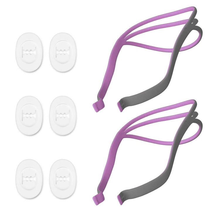 Upgraded Airfit P10 Headgear CPAP for Her Replacement, 2-Pack Replacement Headgear Compatible with ResMed Airfit P10 Nasal Pillow CPAP Mask Straps Included 2 Elastic Straps & 6 Adjustment Clips, Pink