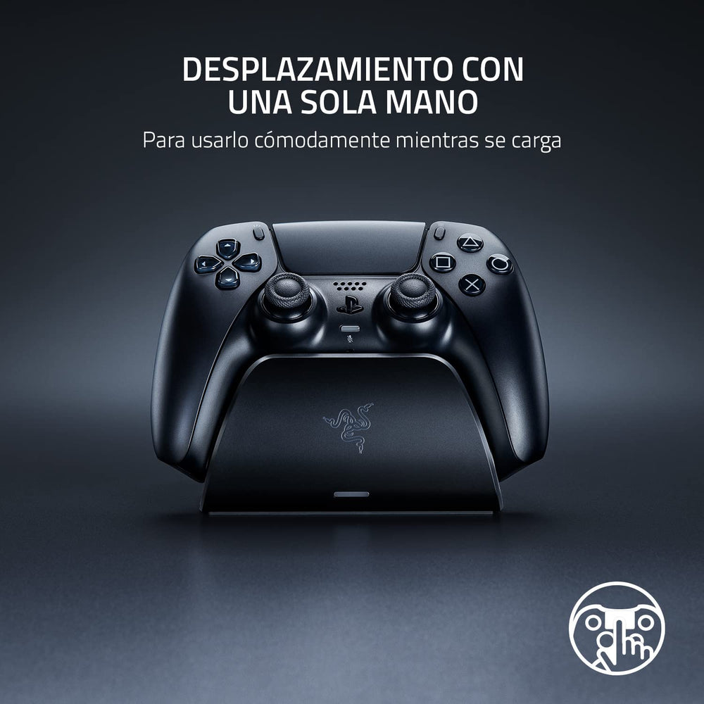 Quick Charging Stand for PlayStation 5: - Curved Cradle Design - Matches PS5 DualSense Wireless Controller - One-Handed Navigation - USB Powered - Black (Controller Sold Separately)
