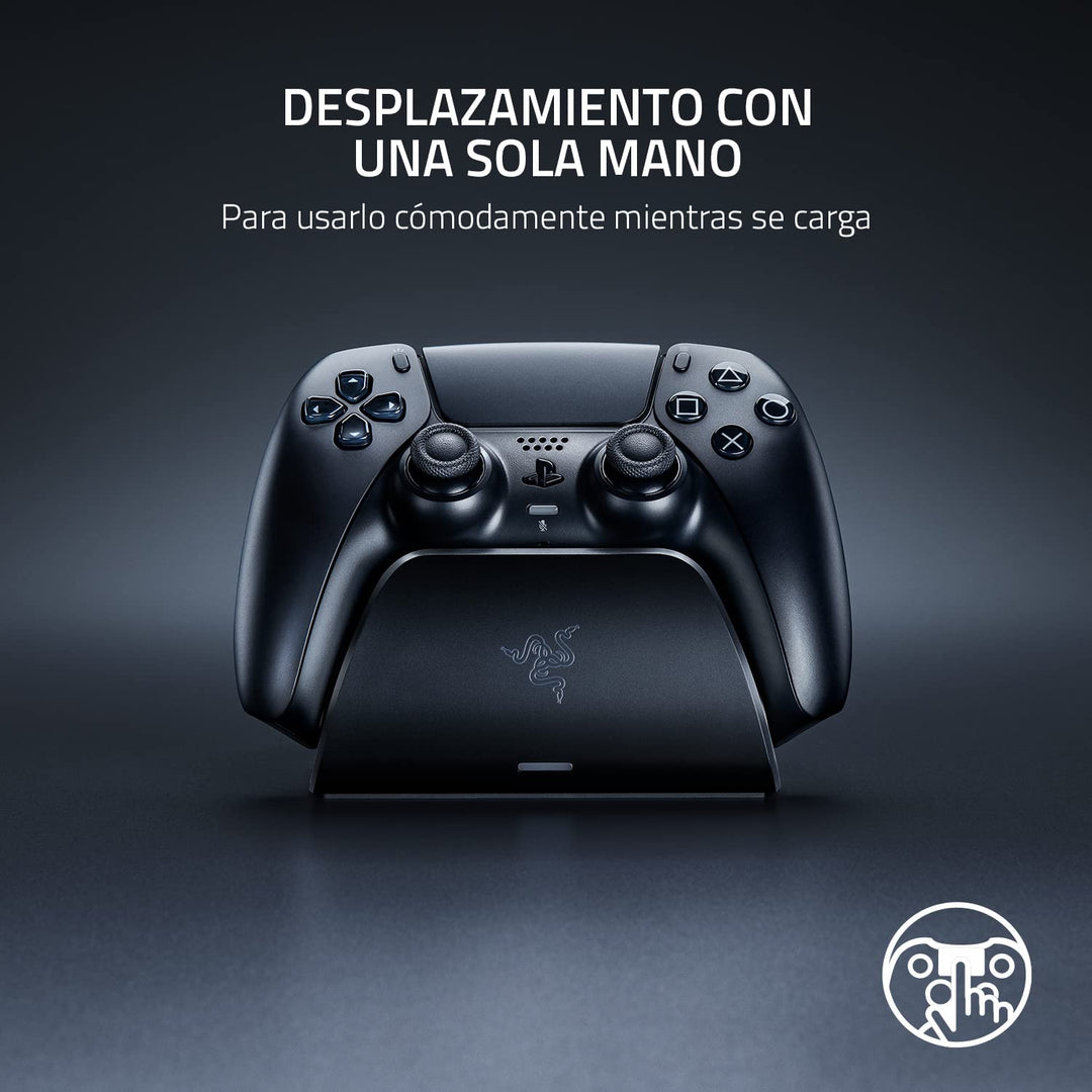 Quick Charging Stand for PlayStation 5: - Curved Cradle Design - Matches PS5 DualSense Wireless Controller - One-Handed Navigation - USB Powered - Black (Controller Sold Separately)