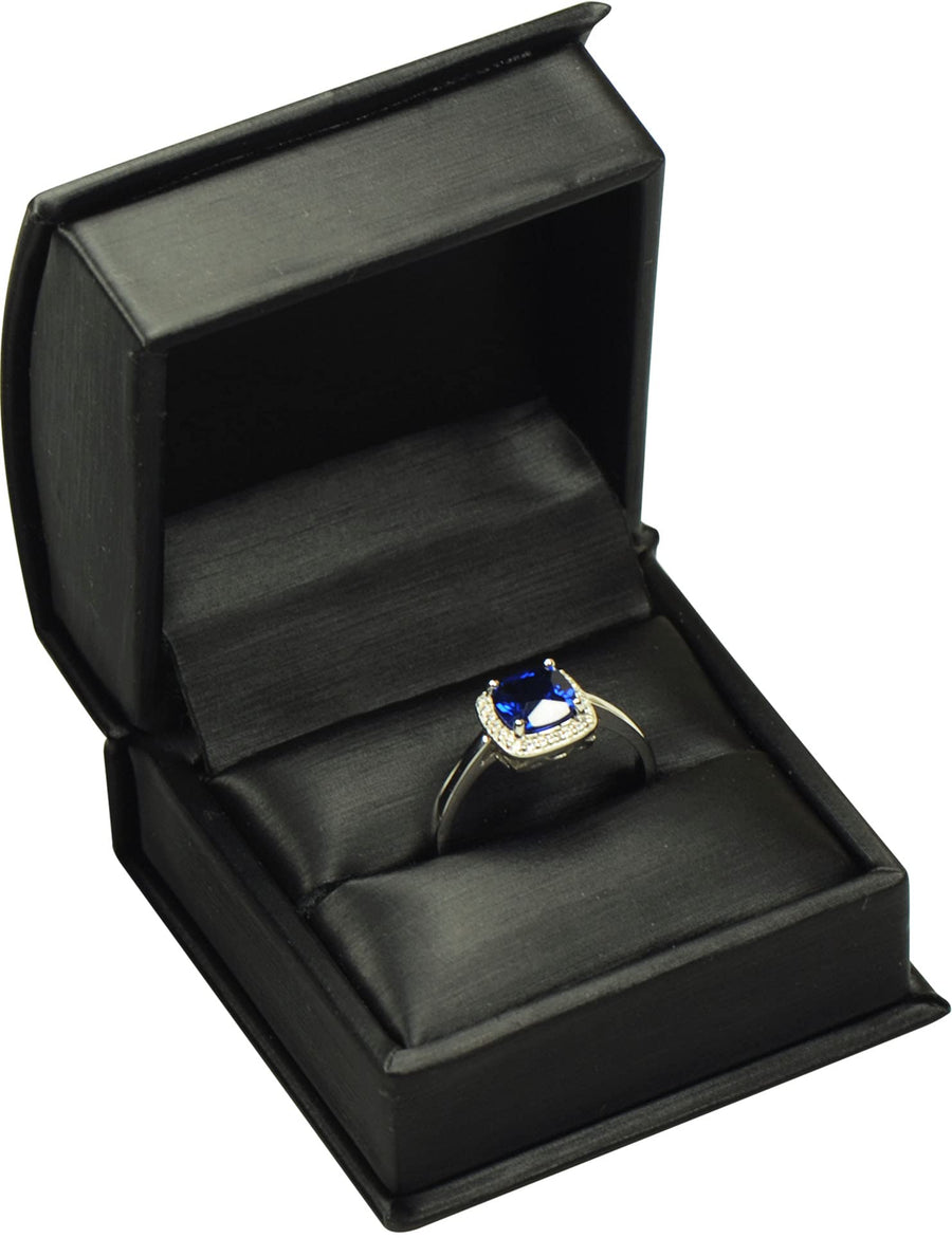Ring Box for Proposal Wedding Engagement Black Color Luxury Soft Touch PU Leather Arc Shaped Ring Jewelry Gift Holder Box Size 2.17(W)*2.17(D)*1.57(H)
