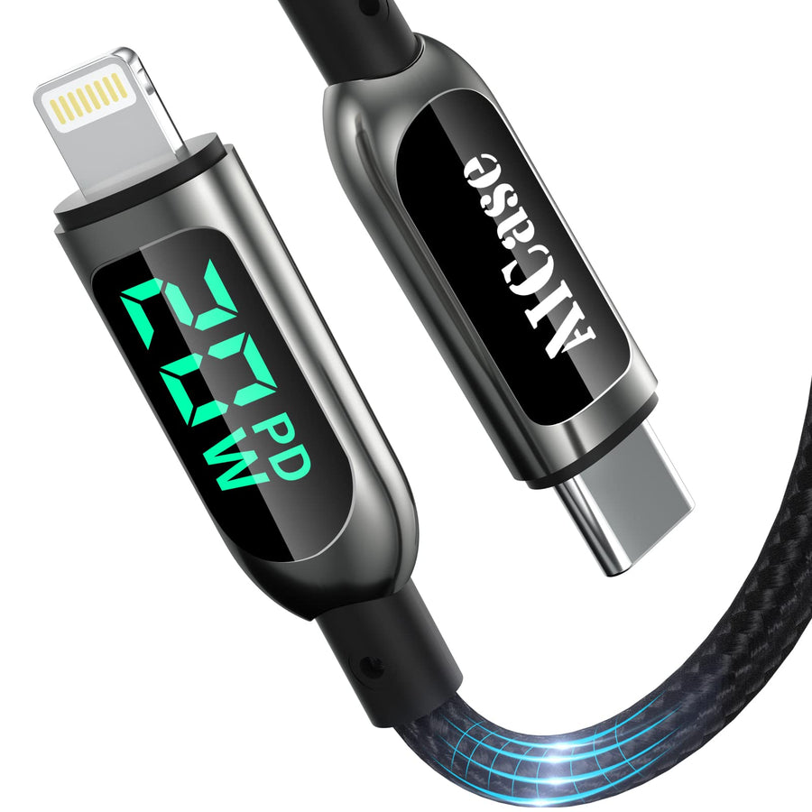 USB C Auf Lightning-Kabel, 1.2 m Lade-synchroniser-ungskabel mit LED-Display, kompatibel mit iPhone 13 13 Pro 12 Pro Max 12 11 X XS XR 8 Plus, AirPods Pro, unterstützt Power Delivery (1.2 m)