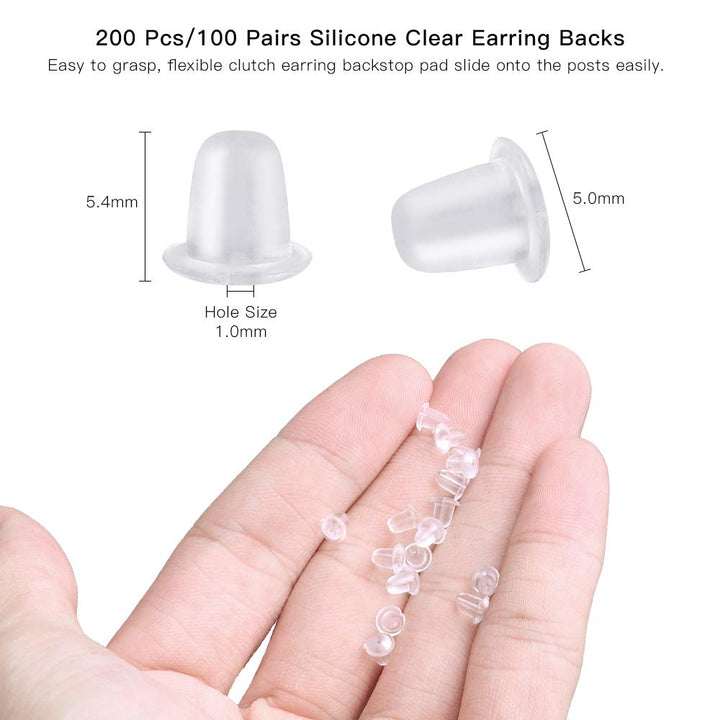 200 PCS/100Pairs 925 Sterling Silver and Gold Earring Hooks,Hypo-allergenic Fish Earring Hooks Earwires for DIY Jewelry Making Supplies with 200 PCS Soft Silicone Earring Backs
