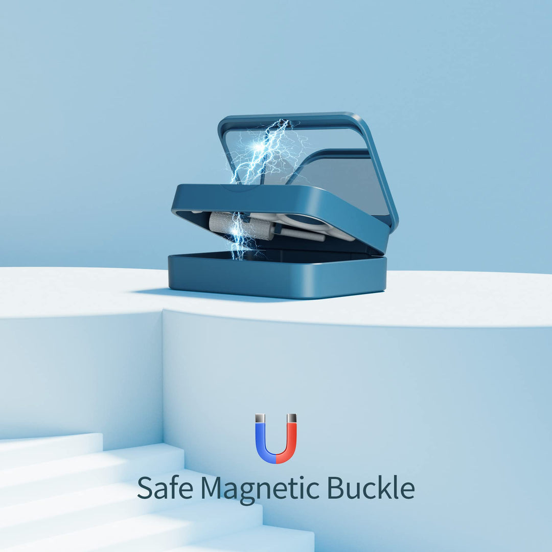 Retainer Case with Mirrors, Magnetic Closure, Aligner Chewie, Removal Hook Tool, Orthodontic Holder Dental Teeth Clear Braces Box Travel Kit Cyan
