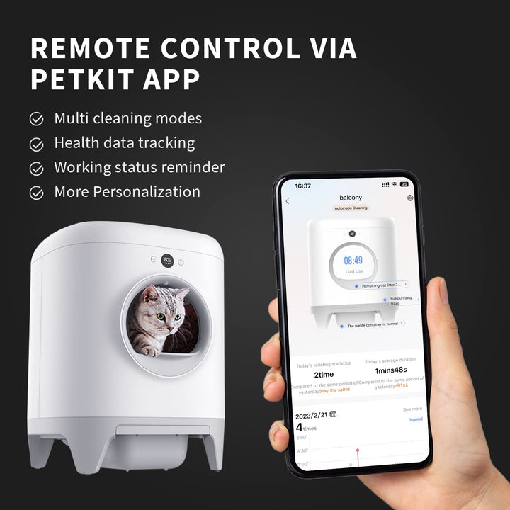 PuraX Self-Cleaning Litter Box, Scooping Free and Automatic for Multiple Cats with Mat, xSecure/Odor Removal/APP Control