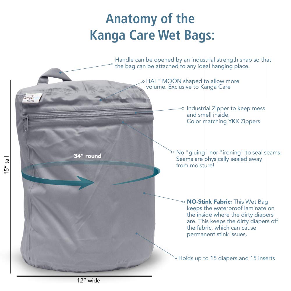 Wet Bag Seam Sealed Waterproof 3D Dimensional for Baby Cloth Diapers, Travel, Beach, Pool, Gym, Swim | Sweet