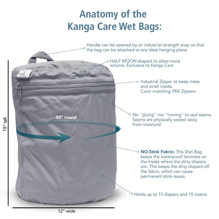 Wet Bag Seam Sealed Waterproof 3D Dimensional for Baby Cloth Diapers, Travel, Beach, Pool, Gym, Swim | Sweet