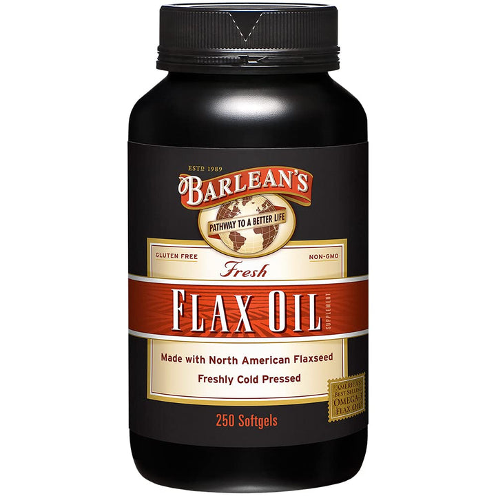 Barlean's Flaxseed Oil Softgels, Cold-Pressed Flax Seed Supplement with 1,650 mg ALA Omega-3 Fatty Acids, 1000mg, 250 ct