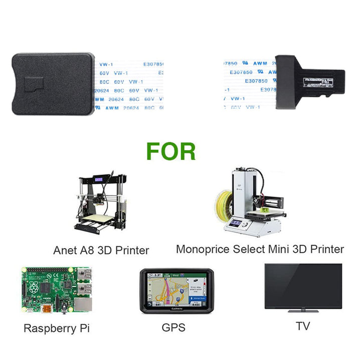 Micro-SD TF Memory Card Kit Male to TF Female Extension Soft Flat FPC Cable Extender 25cm