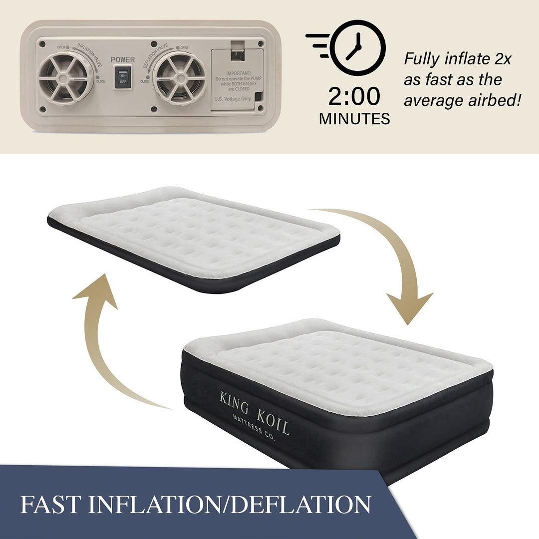 Luxury Queen Size Air Mattress with Built-in High-Speed Pump, 20 Adjustable Double High Premium Pillow Top Inflatable Airbed for Guests, Camping & Home (Manufacturer Warranty)