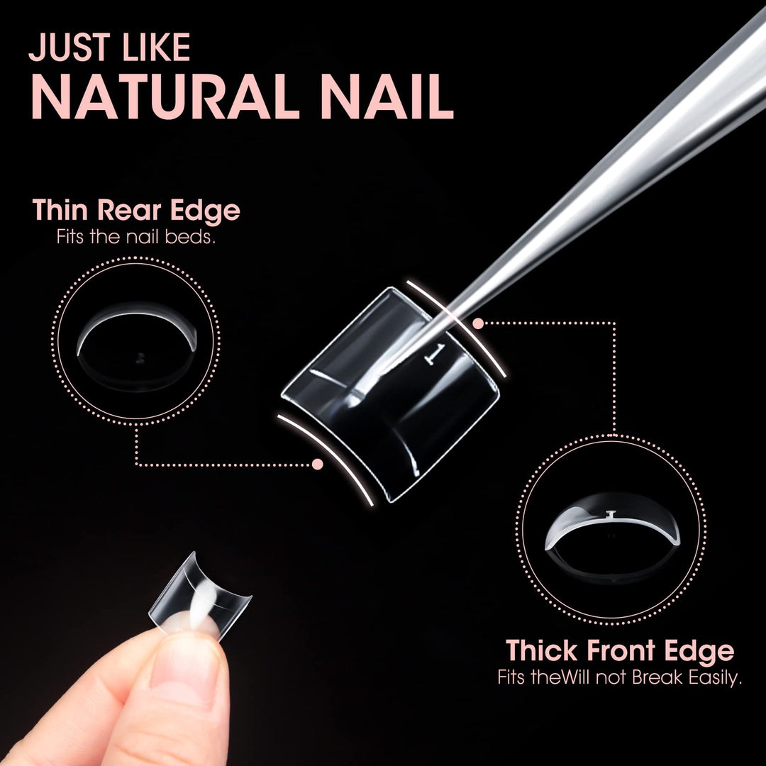 Short Nail Tips - 1000PCS Nail Tips Short French Style Square Tips for Acrylic Nails Half Cover with Case for Nail Salon