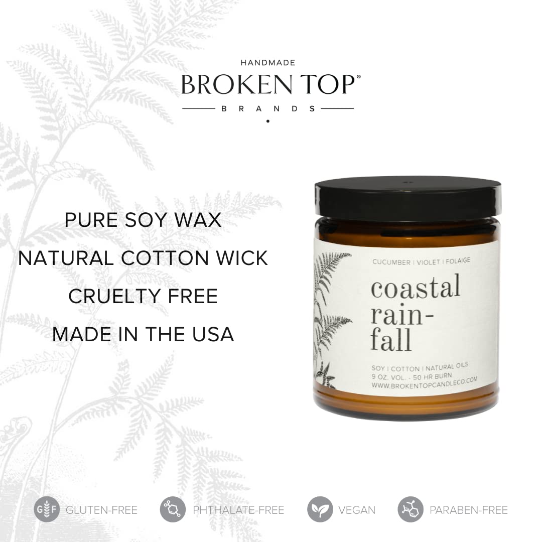 Broken Top Candle Company Coastal Rainfall Amber Jar Candle, 9 OZ