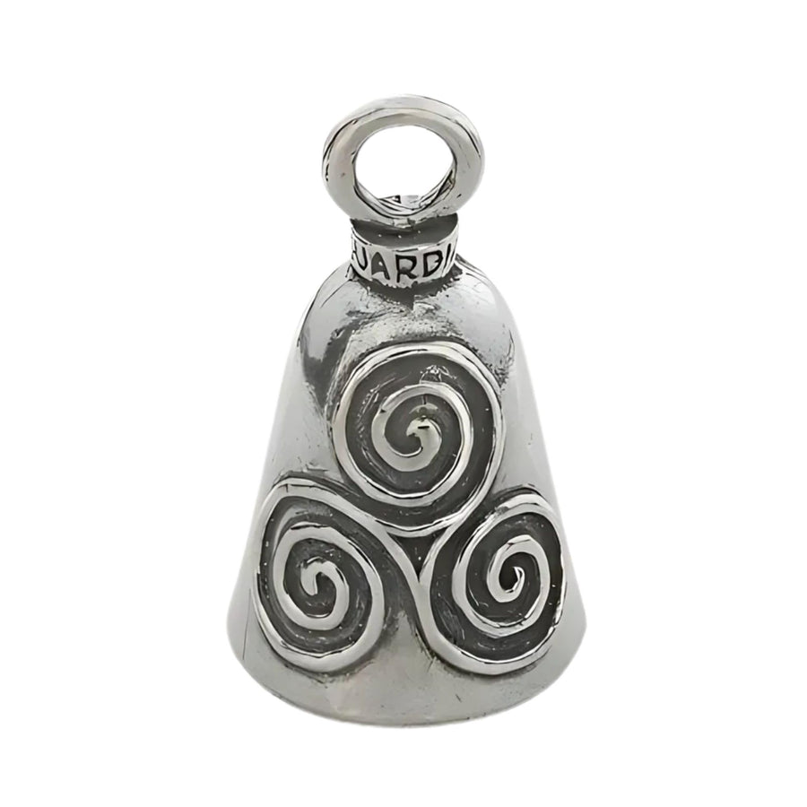 Triskele Good Luck Bell w/Keyring & Black Velvet Gift Bag | Motorcycle Bell | Lead-Free Pewter | Made in USA