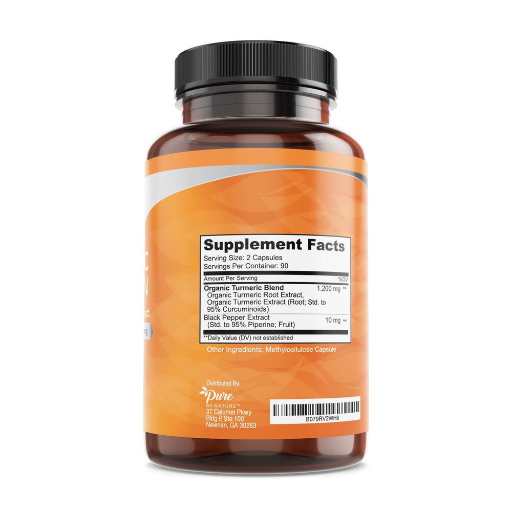 Turmeric Curcumin with Black Pepper Extract 10 mg Capsules, 1200 mg per Serving, Organic, High Absorption Antioxidant Support (180 Count)
