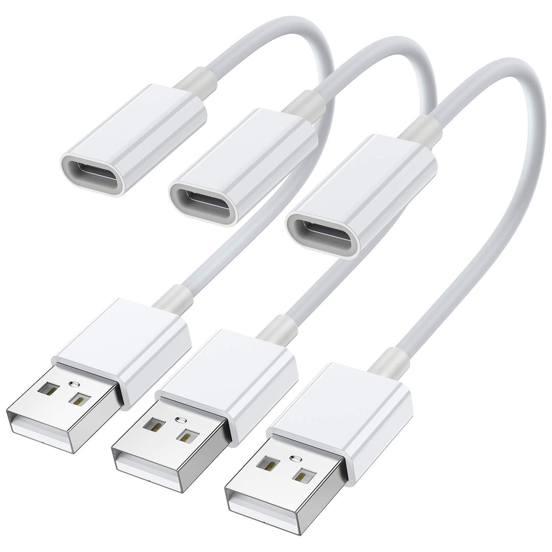 USB C Female to USB Male Adapter (3-Pack),Type C to USB A Charger Cable Adapter,Compatible with iPhone 16 15 Pro 13 12 Plus Max,iPad,Samsung Galaxy Note 10 S23 S22 S21 Plus,Google Pixel(White)