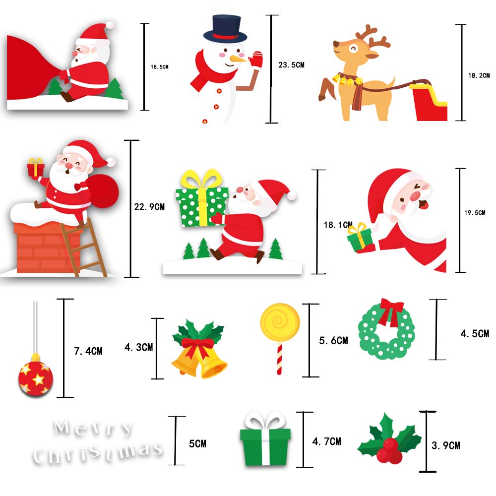 161 PCS Christmas Snowflake Window Cling Stickers for Glass, Xmas Decals Decorations Holiday Snowflake Santa Claus Reindeer Decals for Party