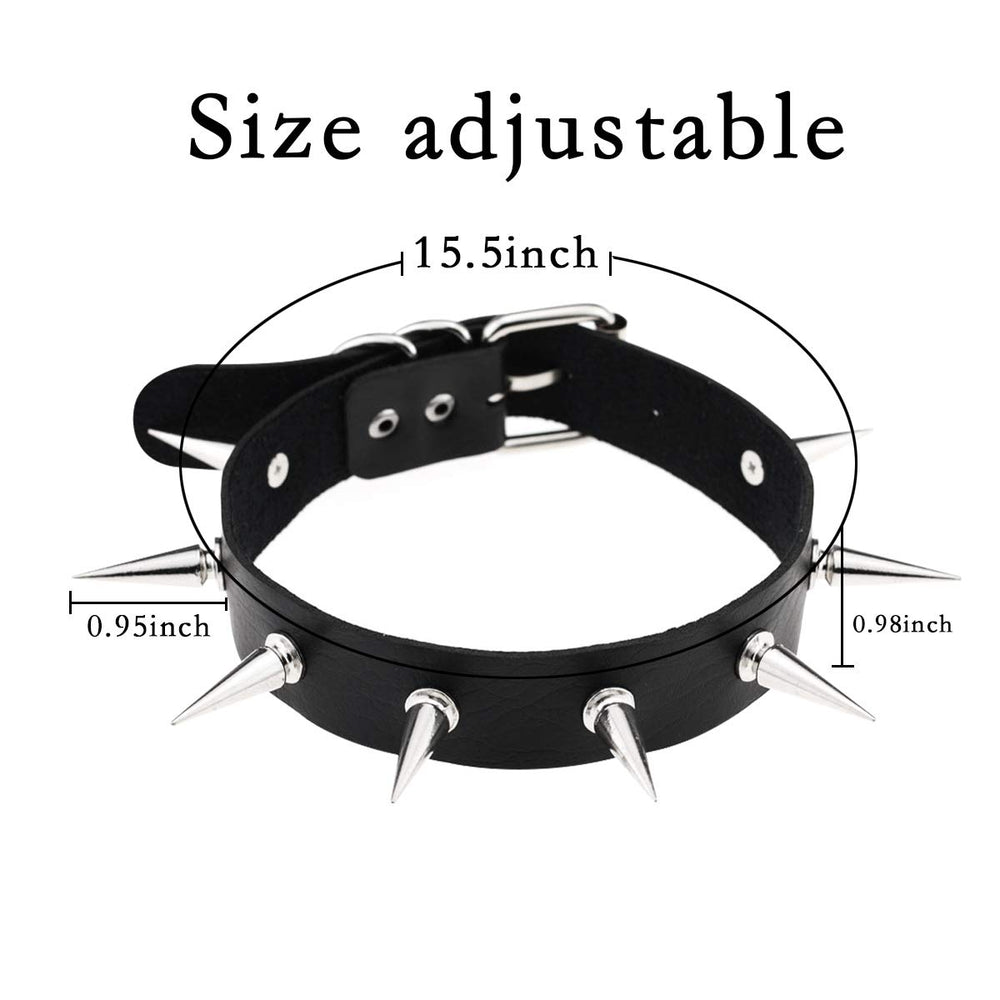 PU Leather Choker Goth Punk Choker O-Ring Spike Rivets and Love Heart Choker Collar Necklace Adjustable (K4)