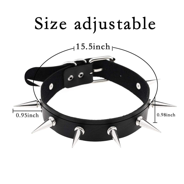 PU Leather Choker Goth Punk Choker O-Ring Spike Rivets and Love Heart Choker Collar Necklace Adjustable (K4)