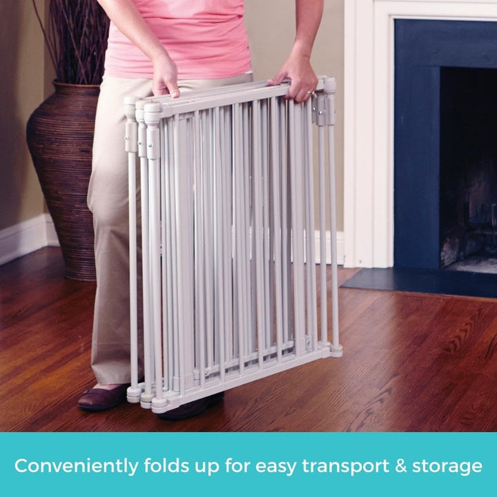 3 in 1 Metal Superyard 6 Panel Play Yard, Baby Gate, Playpen or Extra Wide Baby Fence, 151 Wide. Wall Mount Kit Included. 10 sq ft play yard (30 tall, Taupe)