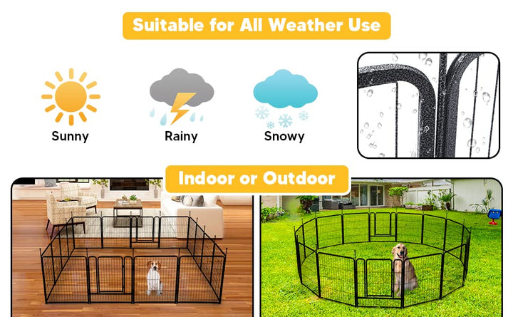 Dog Playpens 8/16 Panels Dog Pen Outdoor Dog Fence Exercise Pen 32 inch Height Pet Play Yard Gate with Doors for Large/Medium/Small Dogs, Pet Playpen for RV, Camping, Yard, 16 Pcs