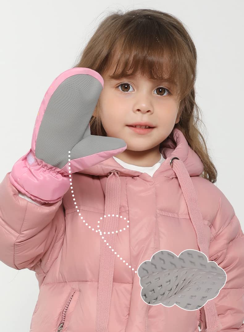 Cute Unicorn Kids Boys Girls Winter Mittens Waterproof Warm Fleece Lined Thermal Snow Ski Mitten Gloves Age 2-7, Star Pink(2-7yrs), One_Size