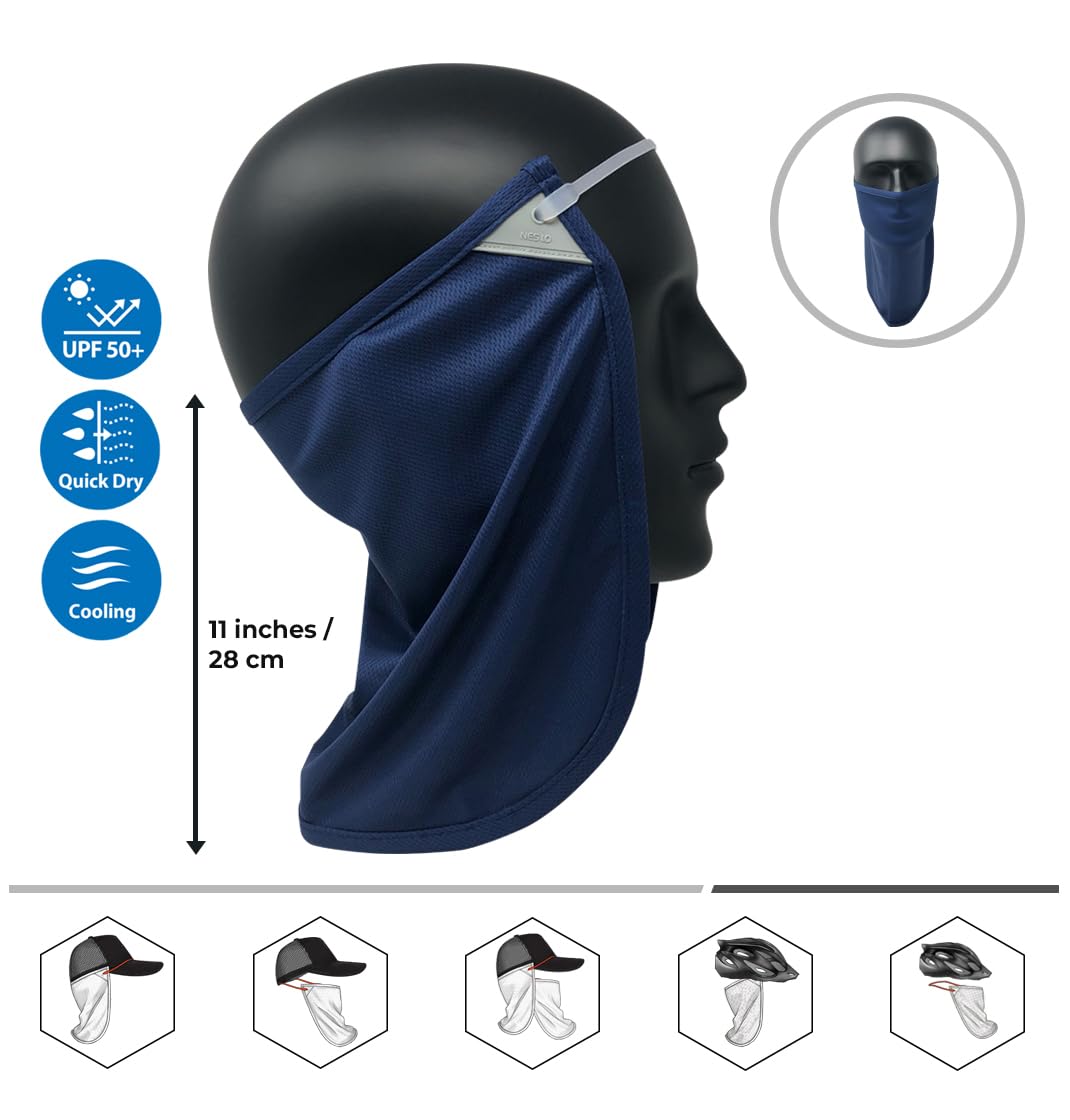 - UV Sun Protection Neck Drape Adjustable Multifunctional 2 in 1 Face Covering for Outdoor Fishing - Unisex Navy